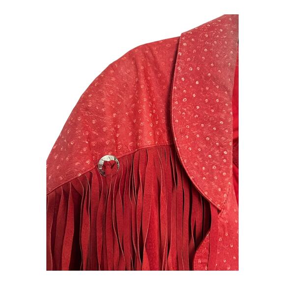 Vintage 1980s Avanti Red Suede Western Fringe Frontier Leather Coat medium - Picture 6 of 16